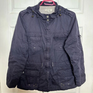 Jessica Hooded Jacket Vintage Navy Blue Size Medium